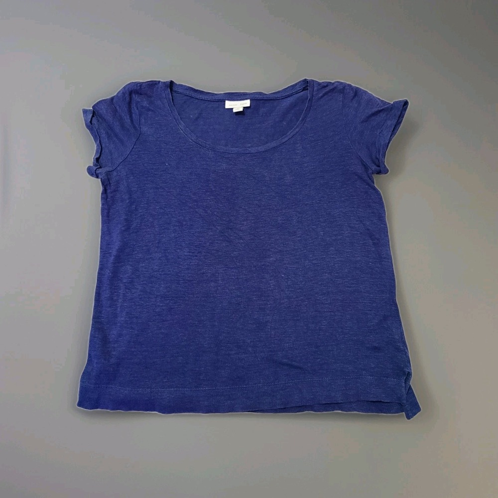 J.Jill Love Linen Short Sleeve Top Women's Sz XS Blue‎ Scoop Neck Basic Tee